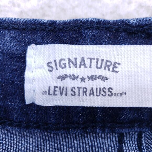 Levis Signature Jean Denim Cotton Women SZ 14 Blue Straight Stretch VTG Mid Rise - Picture 13 of 14